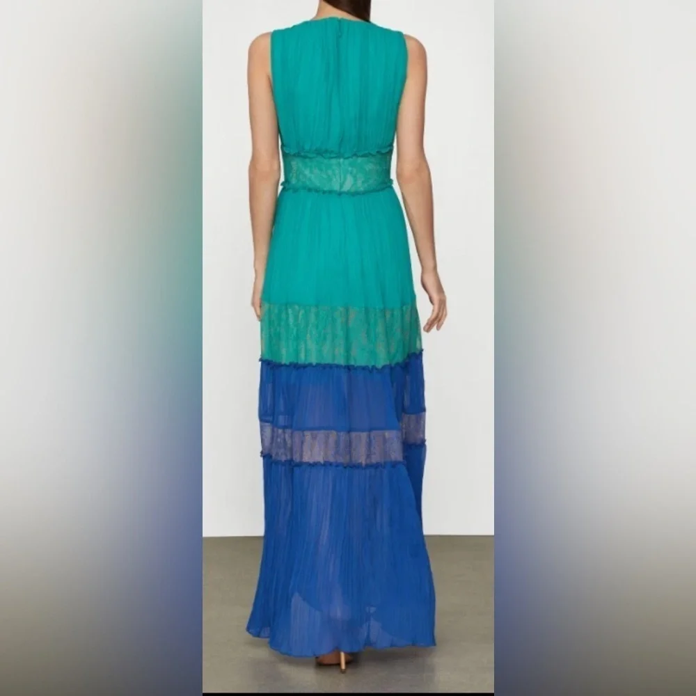 BCBGMaxAzria Larkspur Teal and Blue Lace Inset Dress - Picture 4 of 9